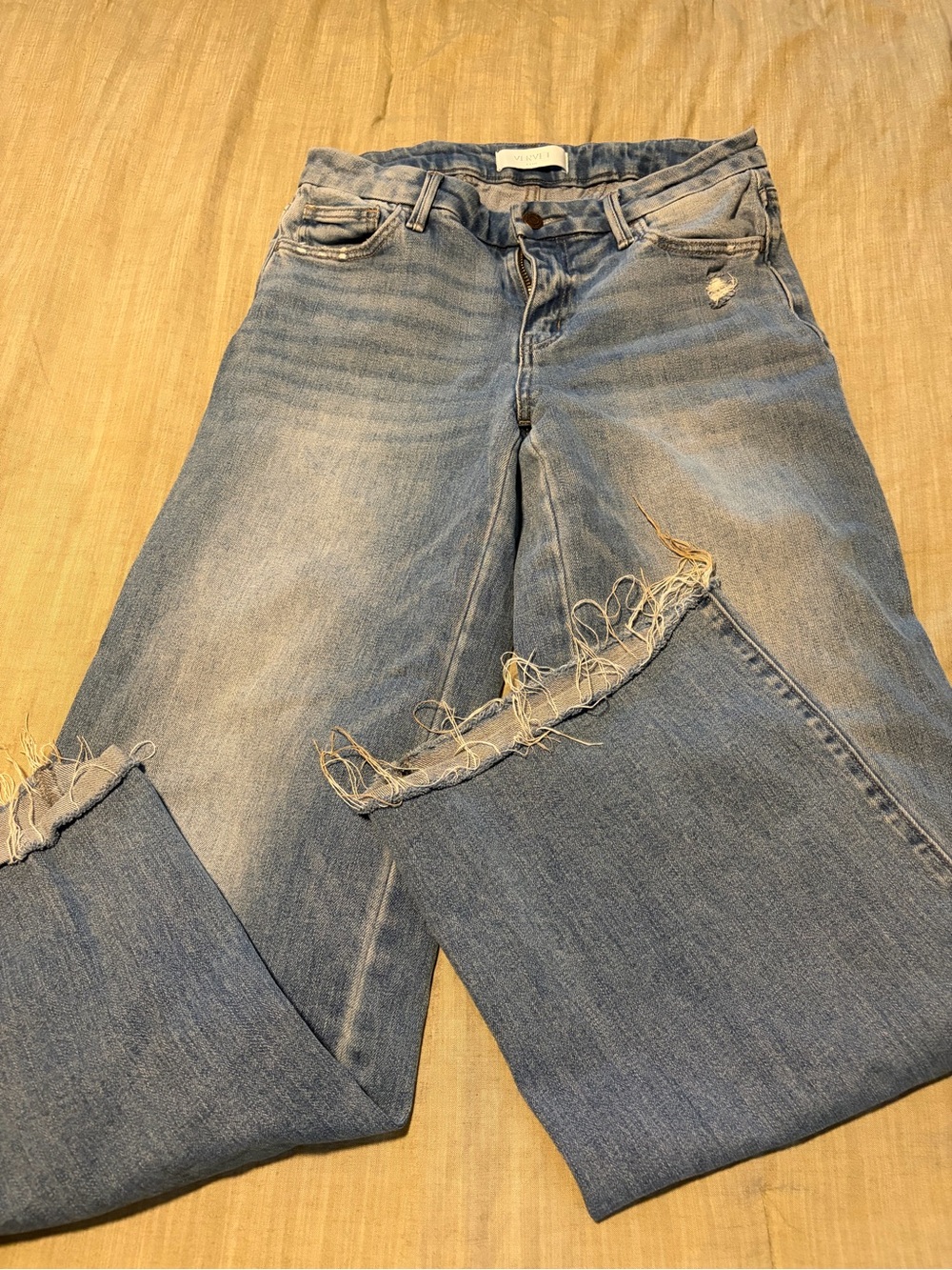 Wide-Leg Distressed Light Blue Women's Jeans